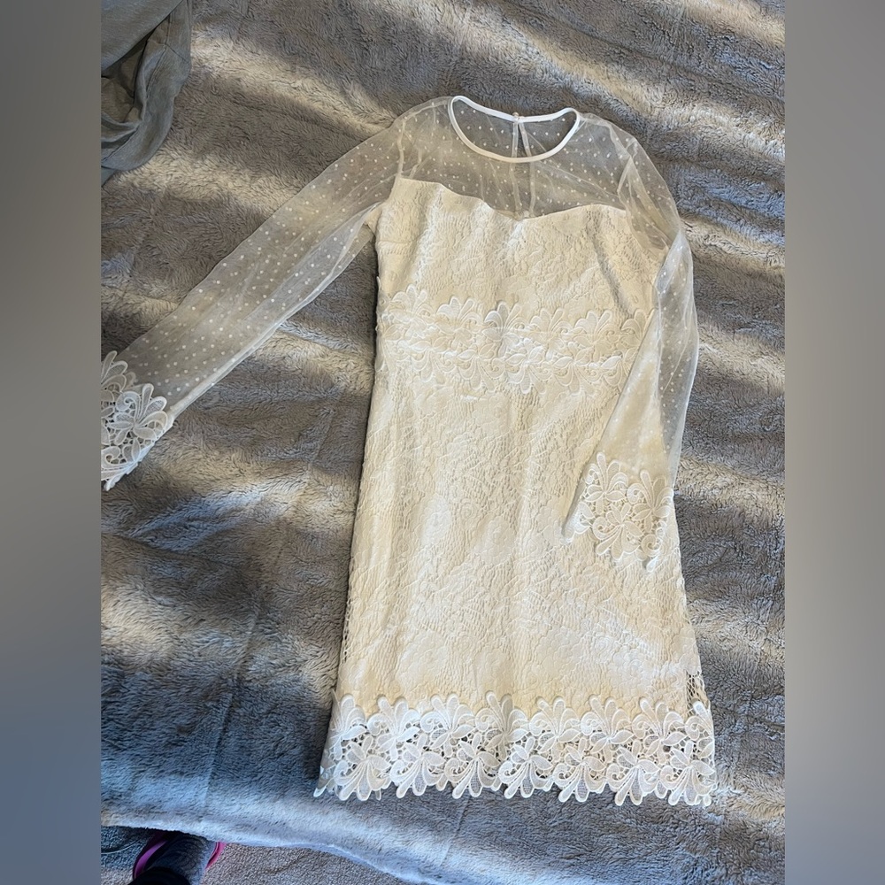 White lace bridal dress